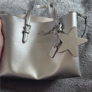Coach Metallic Silver Tote Bag